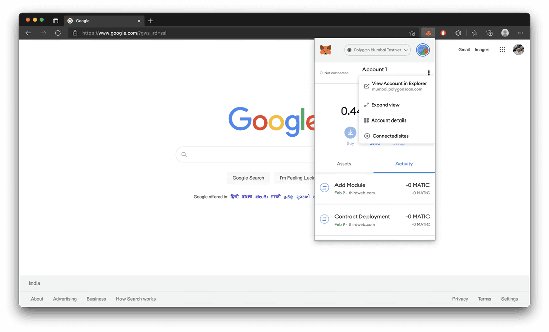 Selecting account details