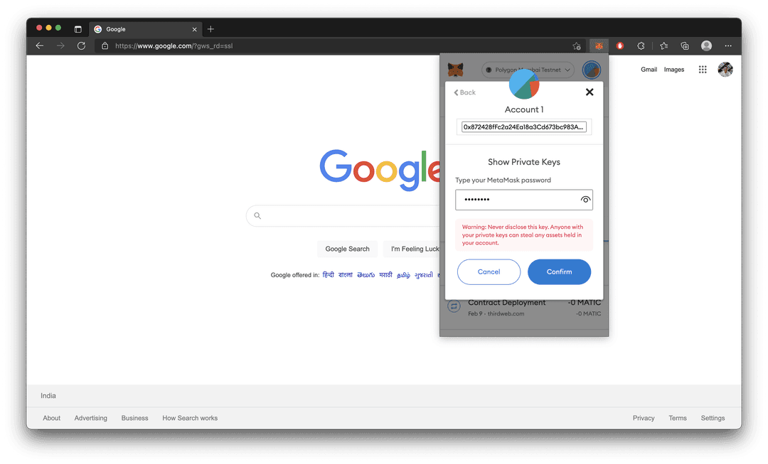Exporting private key